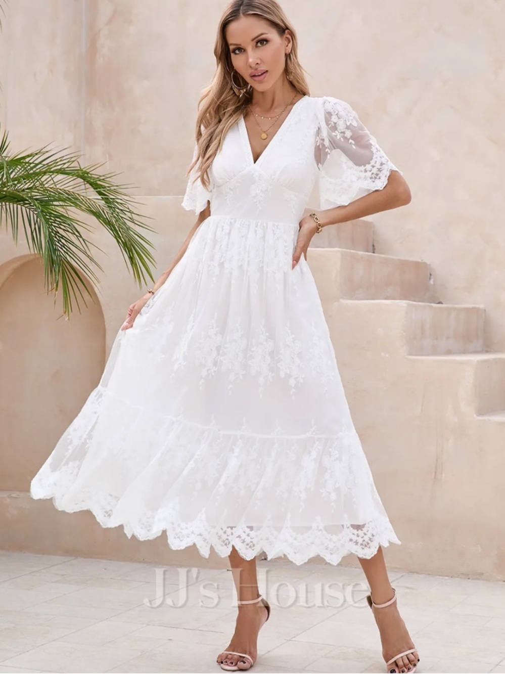 NWT JJs House Bonita White Lace Dress XL